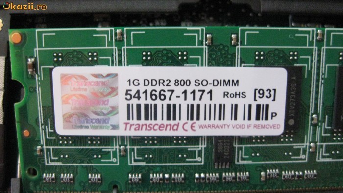 Memorie laptop  1GB DDR2 800 Mhz Transcend foto mare
