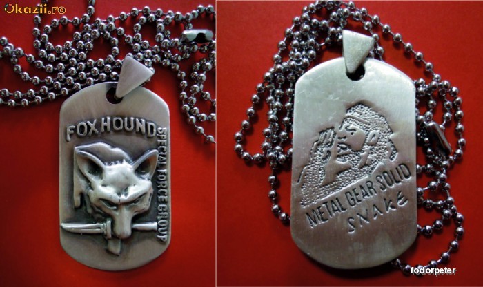 Dogtag militar, Dog tag Metal Gear Solid + Lant standard foto mare