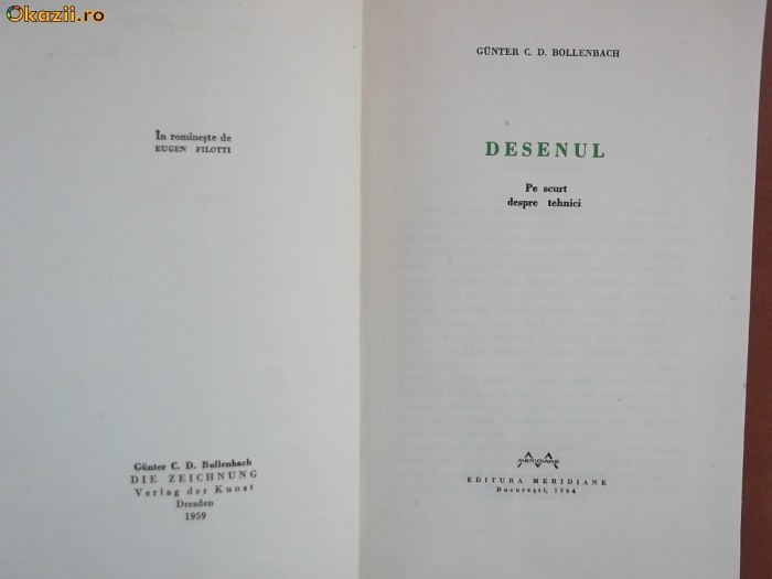 Gunter Bollenbach-Desenul, 1964, 37pag. + 28 reproduceri foto mare