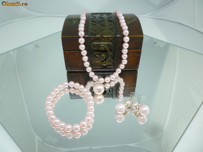 Set perle roz pal, 3 piese foto mare