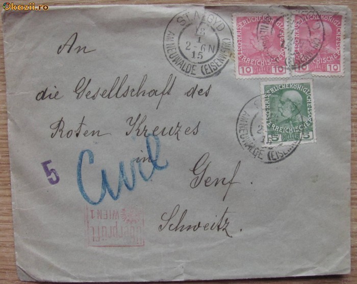 Plic - Austria - 1915 foto mare