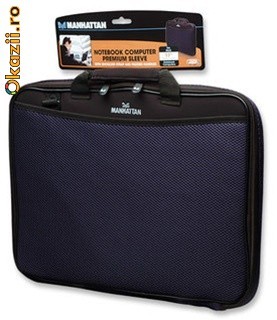 Geanta laptop MANHATTAN Premium 17 Neagra/Albastru, 421744 foto mare
