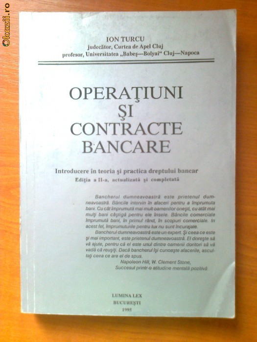 ION TURCU - OPERATIUNI SI CONTRACTE BANCARE - INTRODUCERE IN TEORIA SI PRACTICA DREPTULUI BANCAR foto mare
