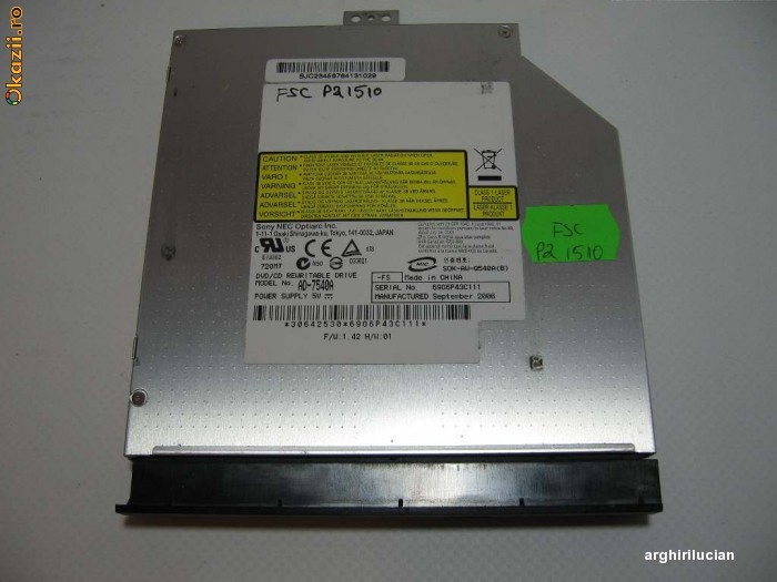 Unitate optica AD-7540A IDE DVD Burner DVD-RW Fujitsu Siemens Pa1510 foto mare