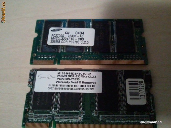 Memorie Laptop Samsung 256 DDR PC2700 CL2.5 foto mare