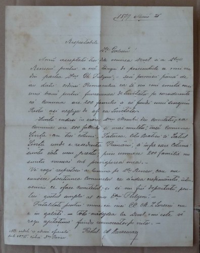 Scrisoare din 1877, adresata unui membru al familiri de boieri  Golescu foto mare