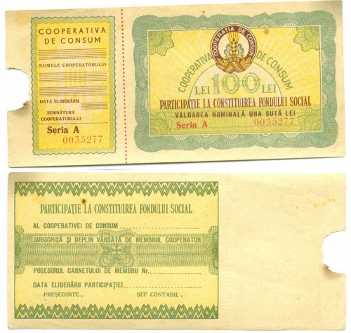 BON VALORIC 100 LEI  CU CUPON COOP. DE CONSUM XF foto mare