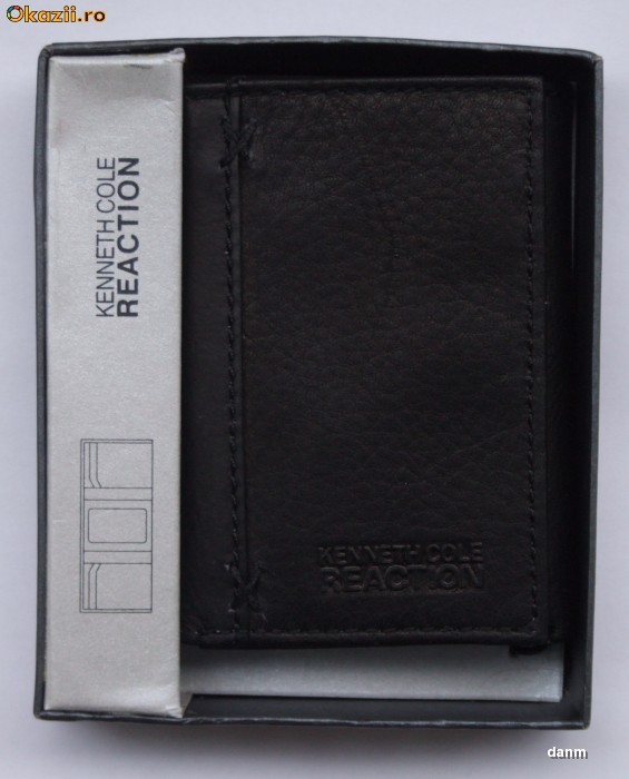 Kenneth Cole 5601915 portofel barbati trifold, negru nou! foto mare