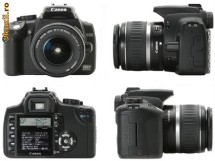 Canon Rebel XT+obiectiv+blitz+geanta foto