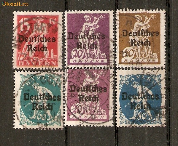 Timbre Germania REICH 1920 (BAVARIA cu Supratipar) foto mare