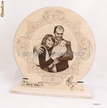fotogravura laser pe lemn (botez) foto