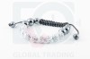 Bratara Shamballa ALB, cristale Swarovski impletite si hematite